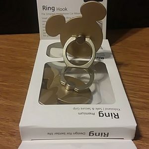 Gold mickey mouse 360 phone kickstand and hook